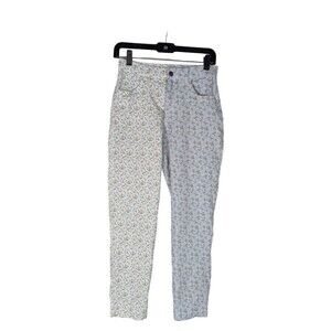 Hollister Pants S Womens Blue White Two Tone Floral Ultra High Rise Stretchy Mom